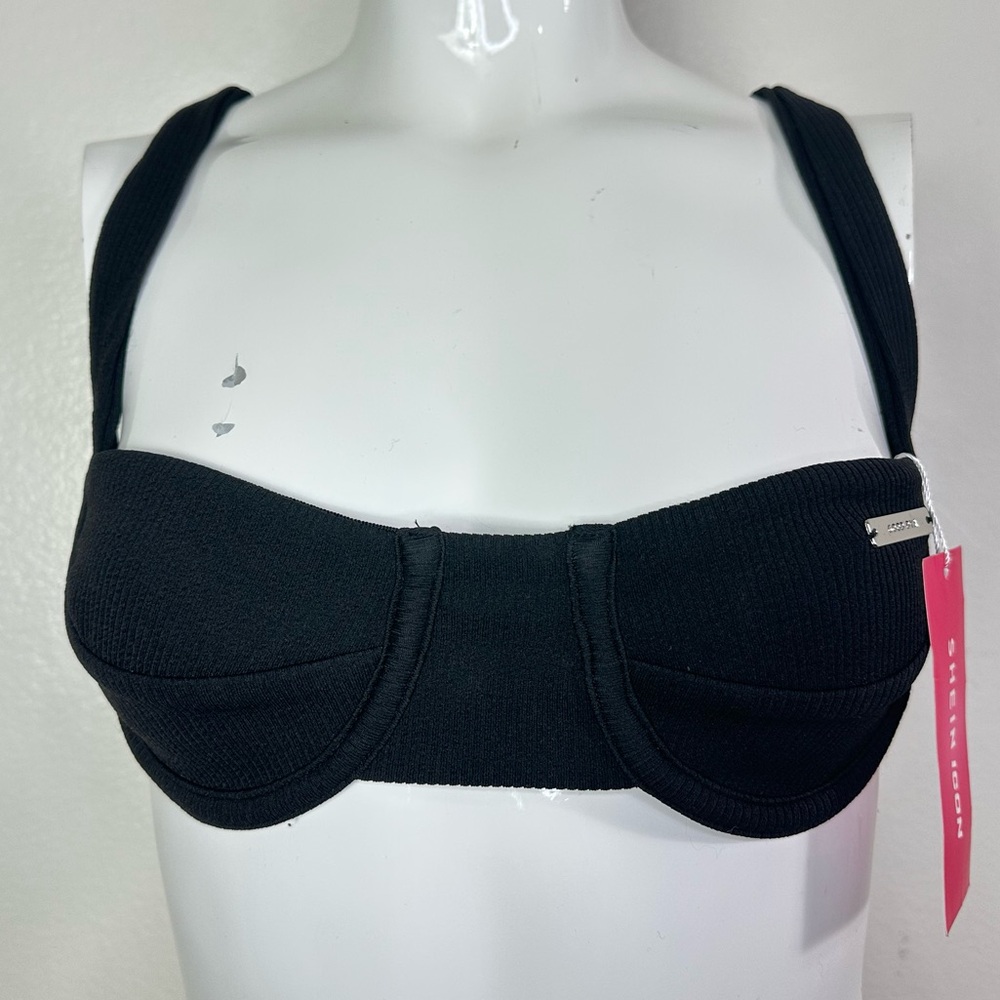 NWT SHEIN Black Bikini Top Swimwear Sz XS